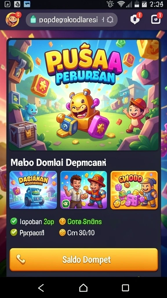 Tangkapan layar menampilkan lingkungan permainan yang penuh warna.